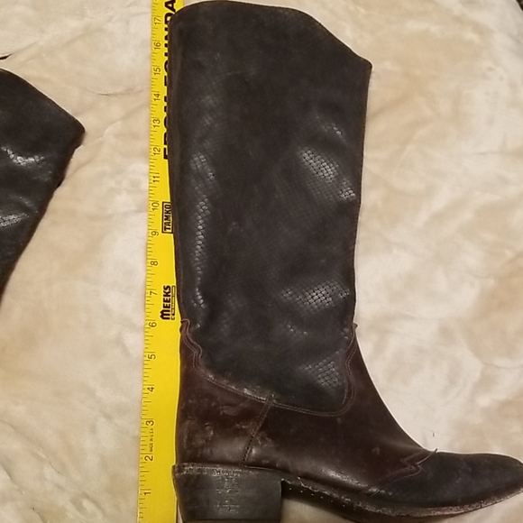 Free People x Matisse Gentry Distressed Leather Western Boots Snakeskin Embossed - Picture 12 of 13